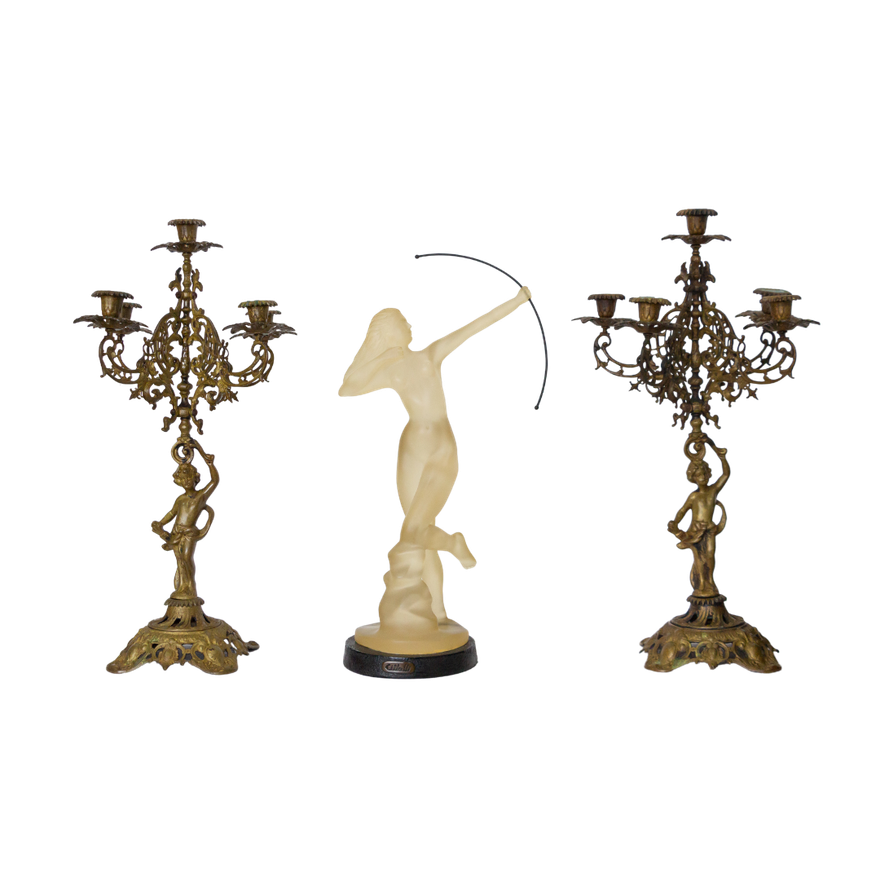 CANDELABROS ESTILO ITALIANO Y DIANA CAZADORA