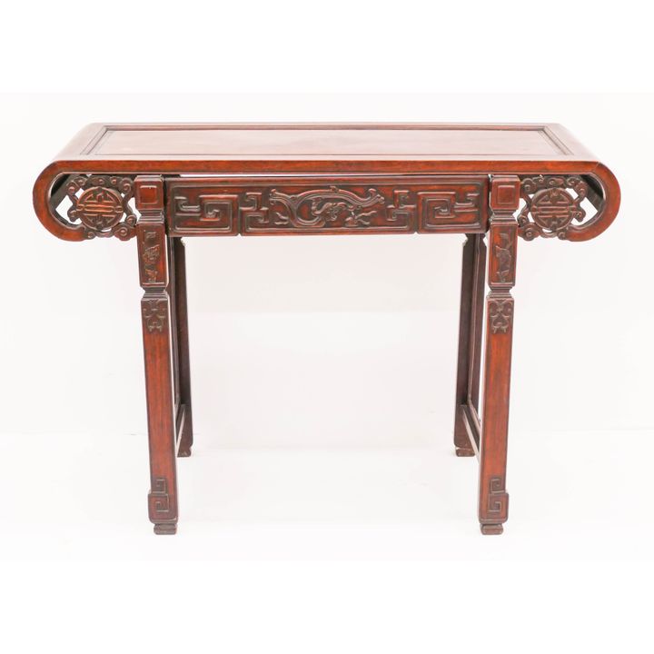 Chinese Qing Dragon and Shou Rosewood Altar Table