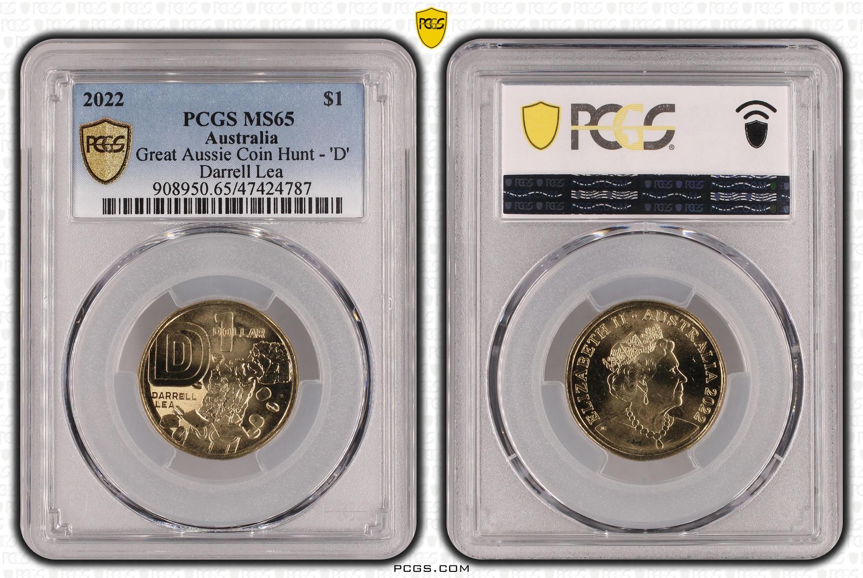 Great Aussie Coin Hunt - 'D', One Dollar, 2022, PCGS MS 65
