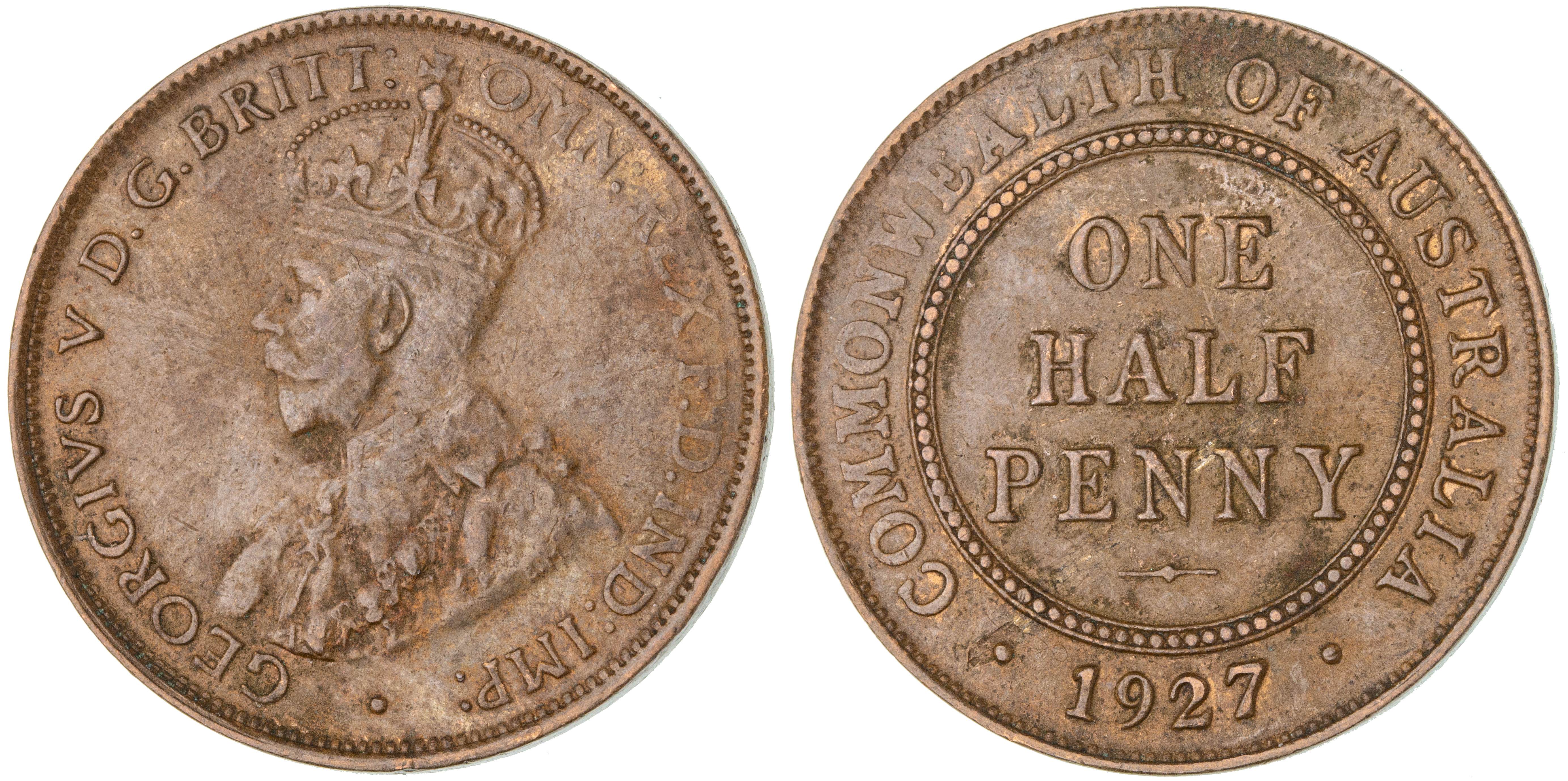 George V, Halfpenny, 1927, EF