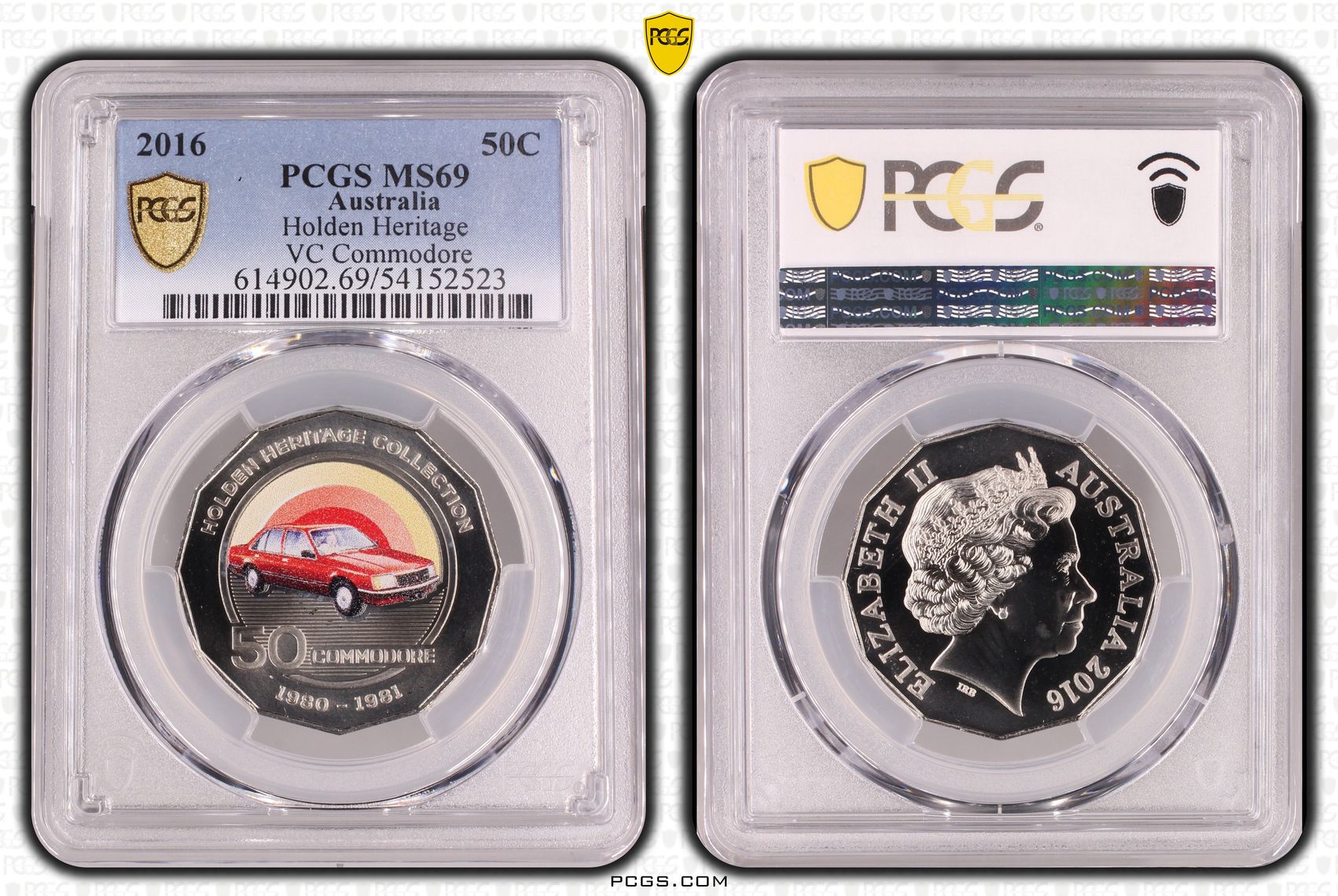 146 · Holden Heritage VC Commodore, Fifty Cent, 2016, PCGS MS69