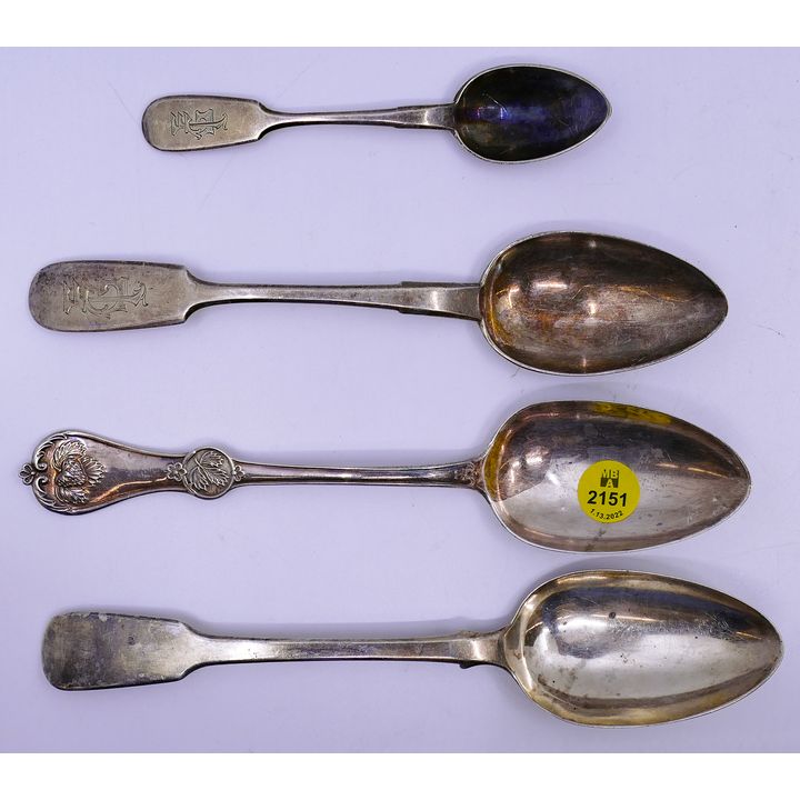 4pc English, Russian, and Coin Silver Spoons- 205g TW