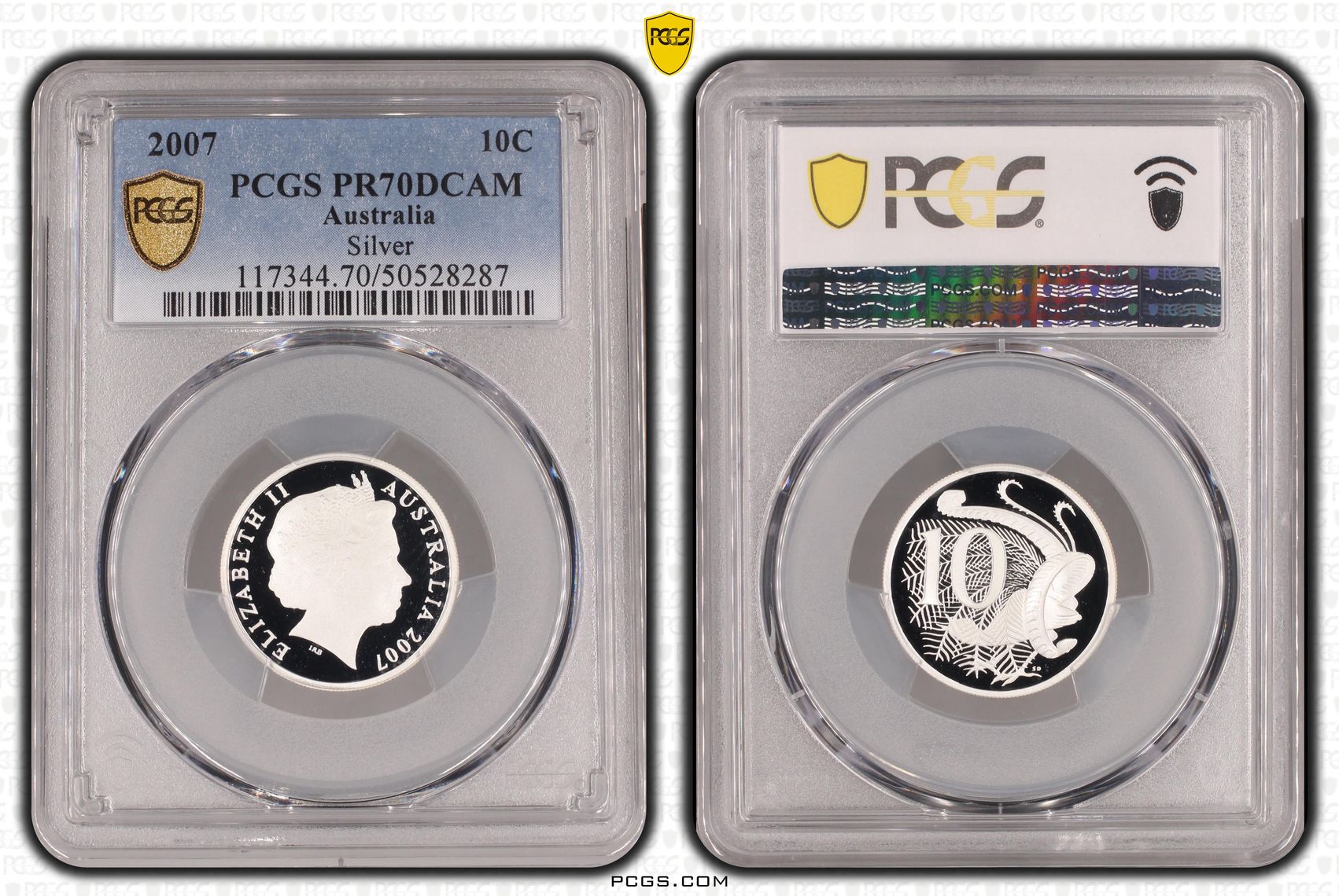 Silver POP 5/0, Ten Cent, 2007, PCGS PR70DCAM