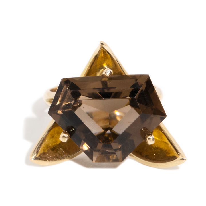 Smokey Quartz 14 Carat Gold Ring,