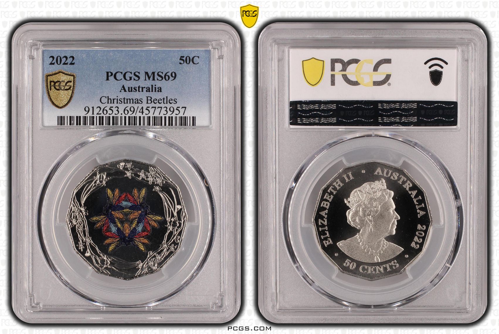 Christmas Beetles, Fifty Cent, 2022, PCGS MS 69