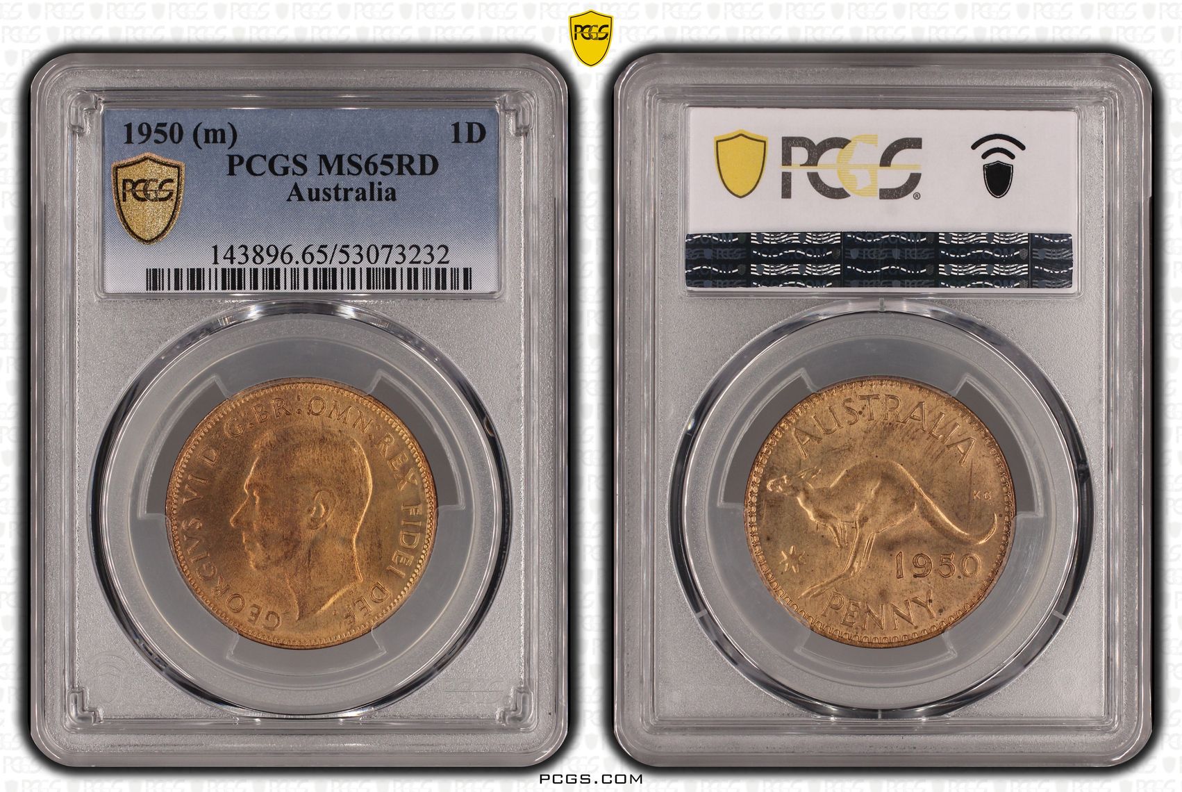 George VI, Penny, 1950, PCGS MS65RD