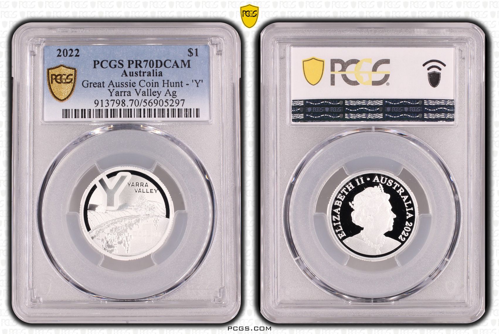 Great Aussie Coin Hunt - 'Y', POP 6/0, One Dollar, 2022, PCGS PR70DCAM