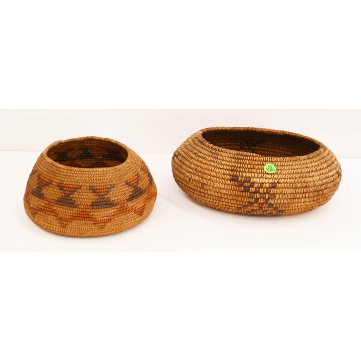 2pc Antique SW Indian Baskets with Professional Repairs- 8'' & 11'' diameter