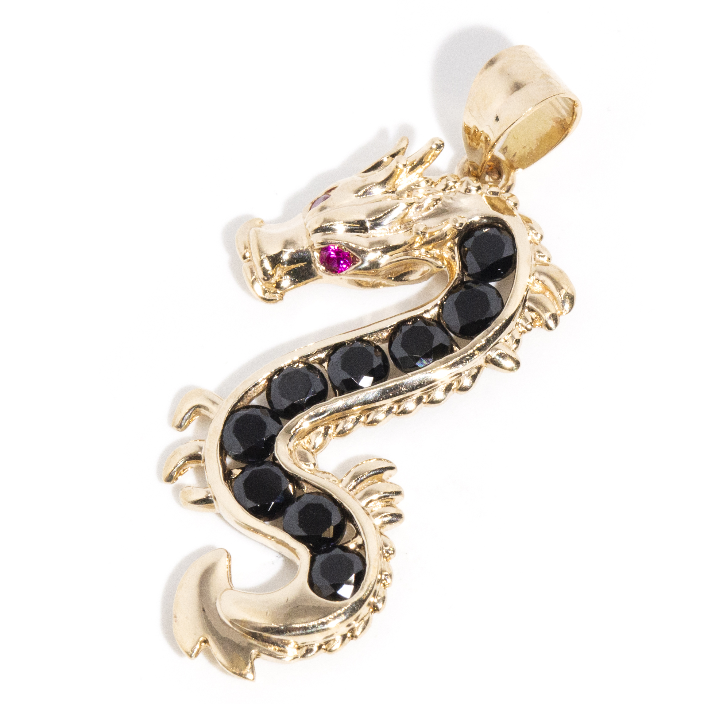 9 Carat Gold Onyx Dragon Pendant