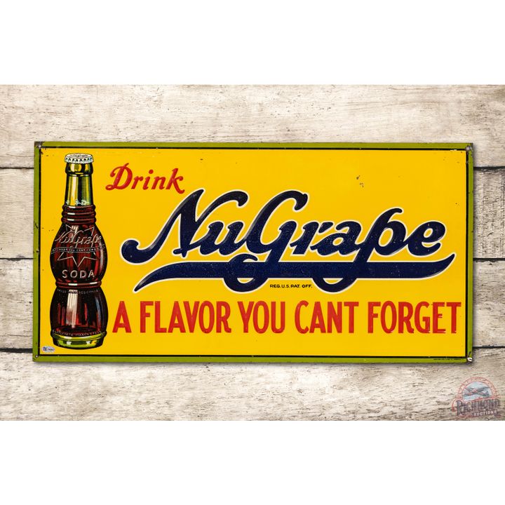 Drink NuGrape "A Flavor You Cant Forget" Metal Sign TAC 8.5