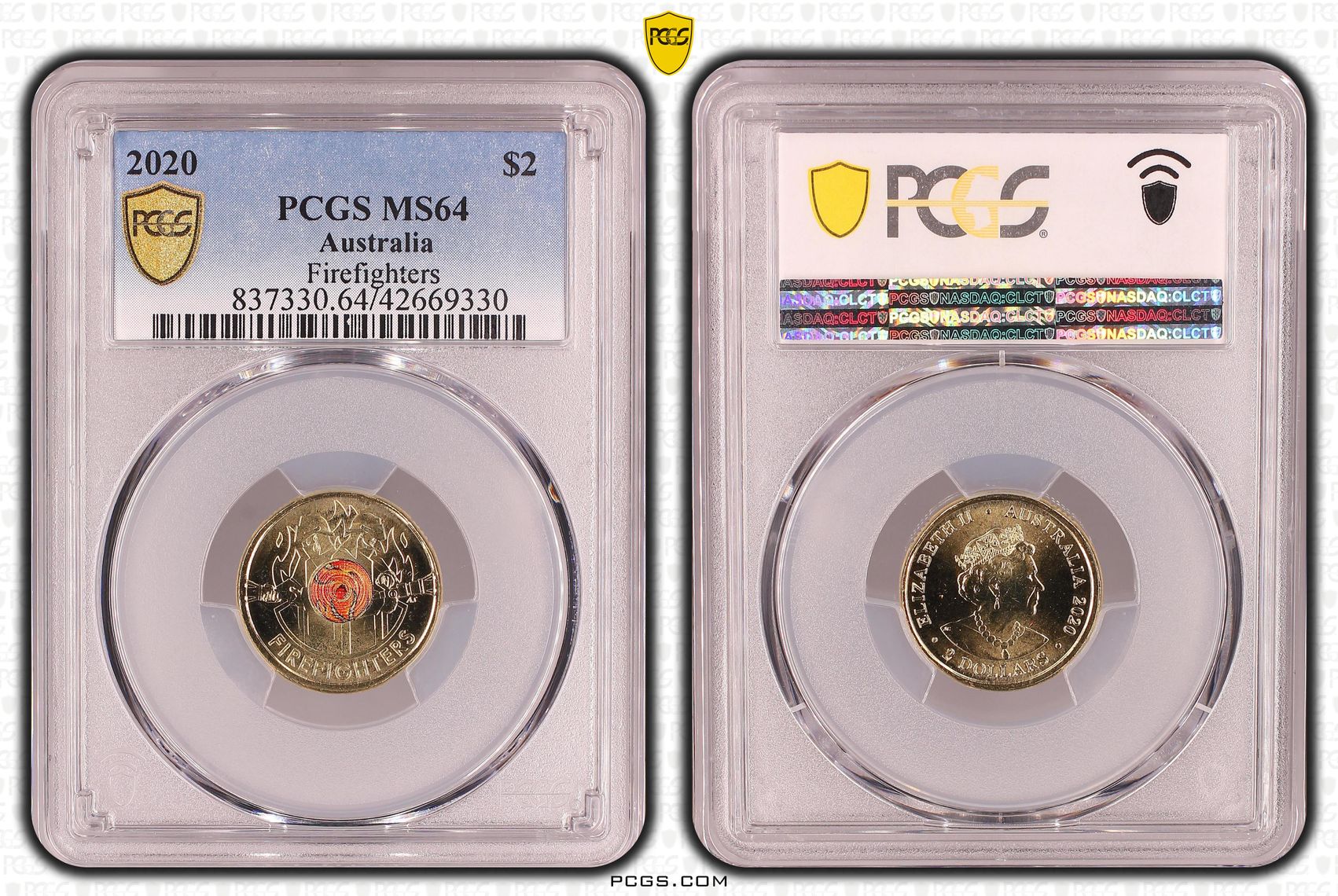 Elizabeth II, Firefighters, Two Dollar, 2020, PCGS MS64