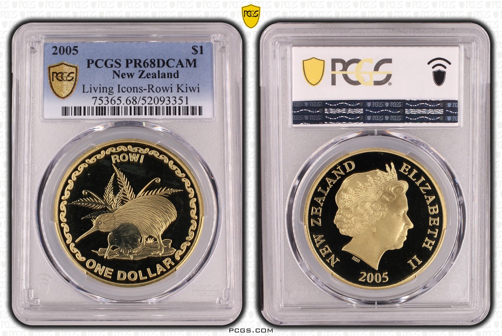New Zealand , Elizabeth II, Living Icons-Rowi Kiwi, One Dollar, 2005, PCGS PR68DCAM
