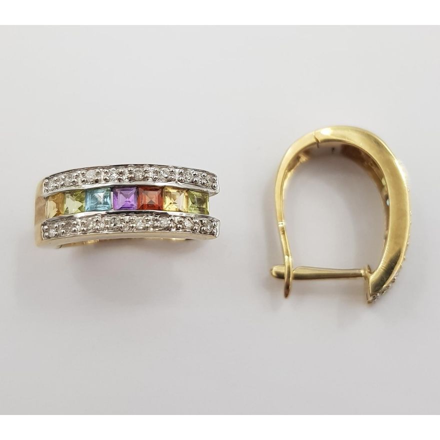 9ct Y/G Multi Stone Earrings