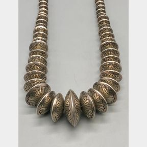 Graduated Disk Bead "Navajo Pearl" Necklace