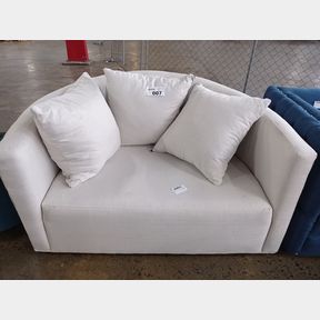 GOLDBERG LAZY LOUNGER 2 SEATER SLEEPER SOFA WITH PILLOWS - WHITE LINEN