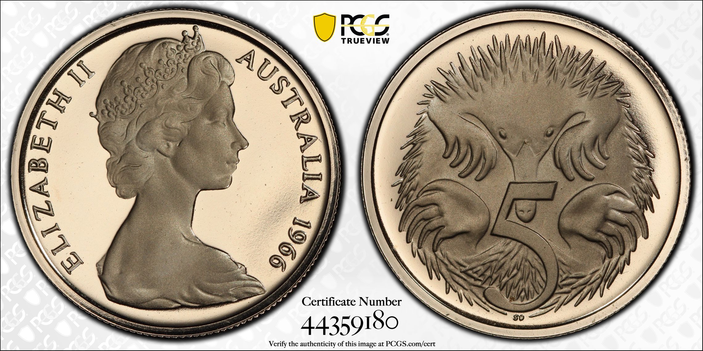 1966 Australia Five Cent, 5c PCGS - PR69DCAM -180