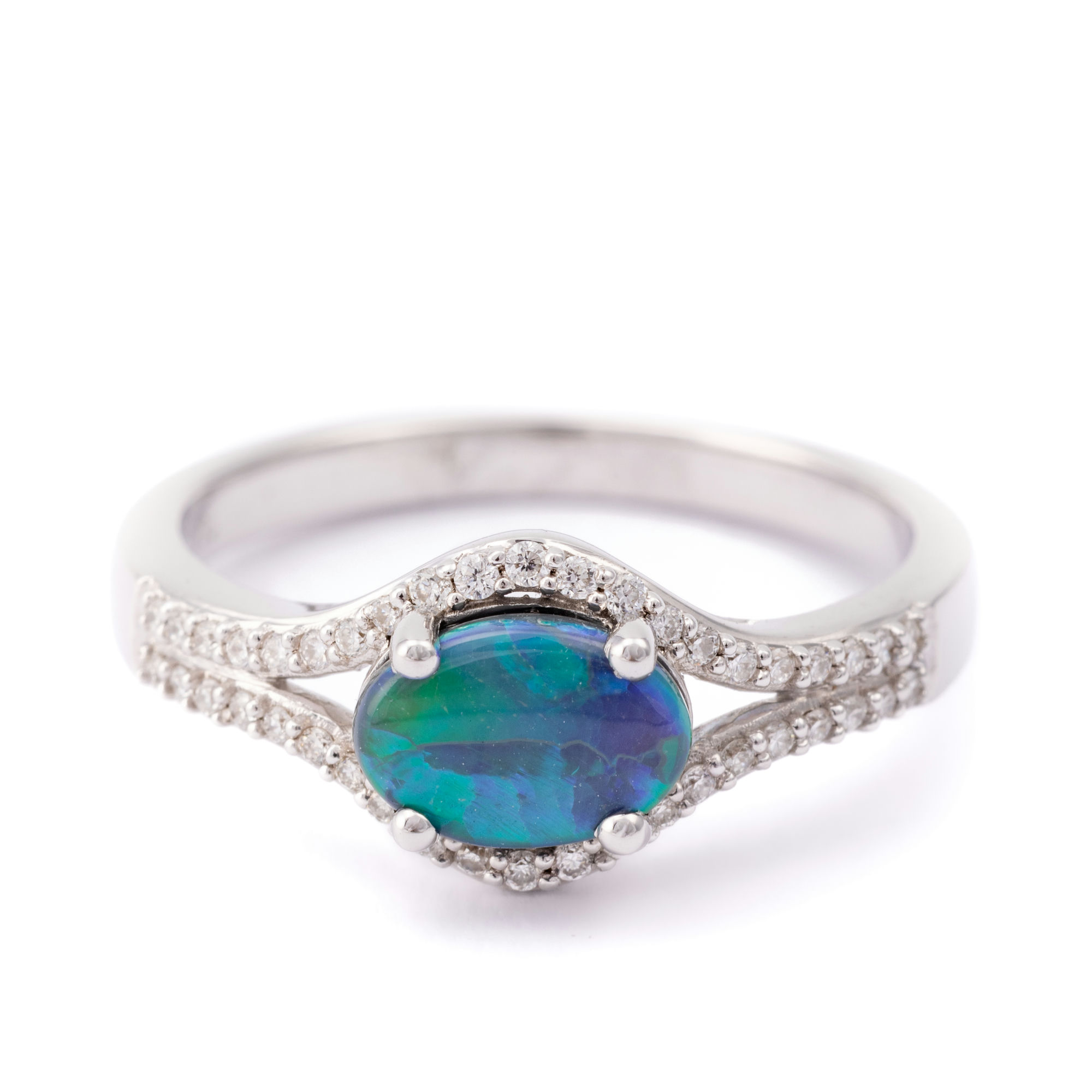 Opal & Diamond Ring 18ct Gold,