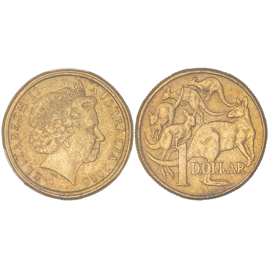Elizabeth II, Mule, One Dollar, 2000, PCGS AU50