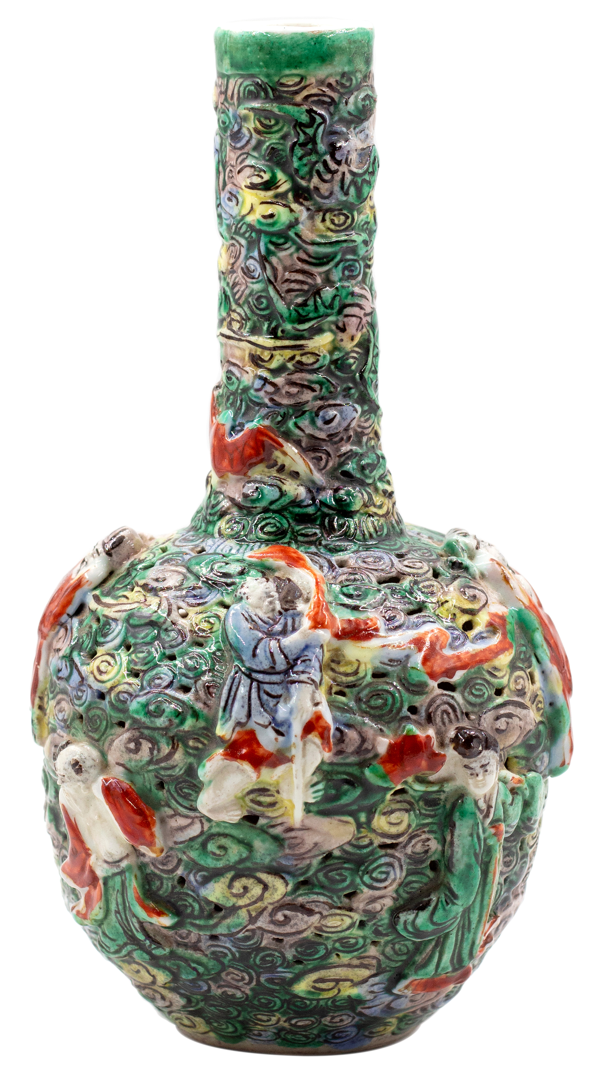 China, Empire, Qing Dynasty, Figural Pierced 'Fu' Vase, c.1900, VGC