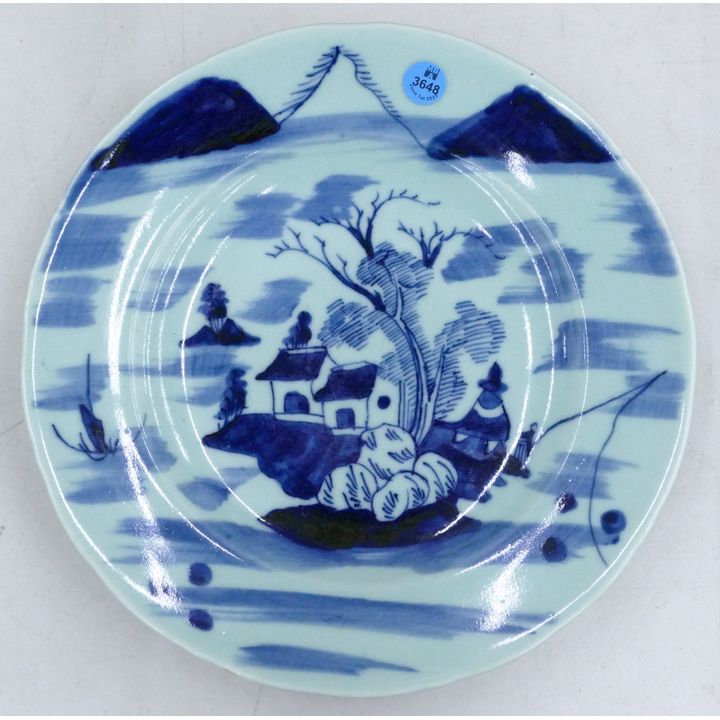 Antique Chinese B&W Celadon Charger 11.5''