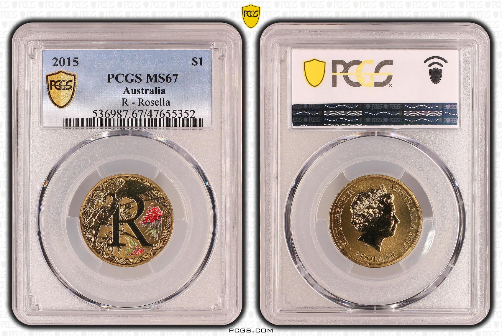 R - Rosella, One Dollar, 2015, PCGS MS 67