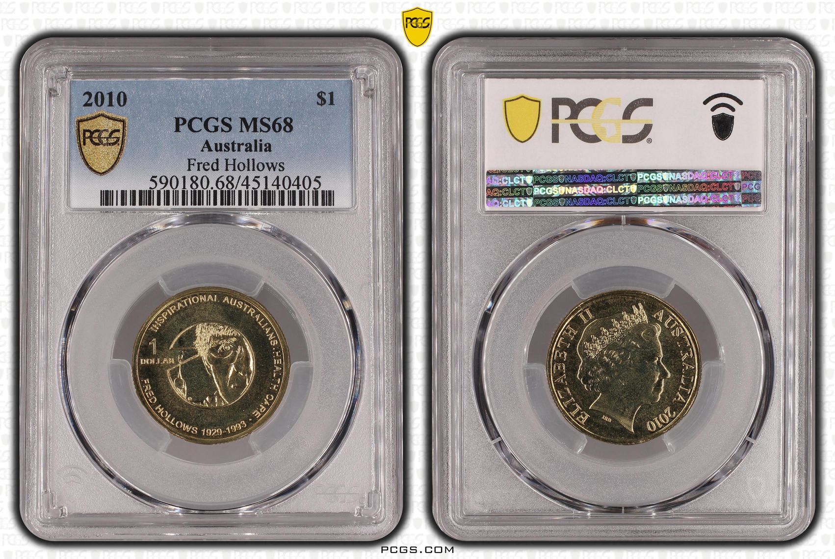2010 Australia One Dollar, $1 Fred Hollows PCGS - MS68 POP 5/0 -405