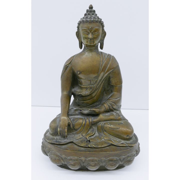Tibetan 19th Cent. Bronze Seated Buddha on Throne