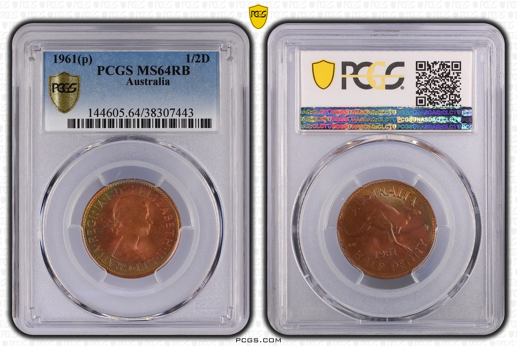 30 · Halfpenny, 1961, PCGS MS64RB