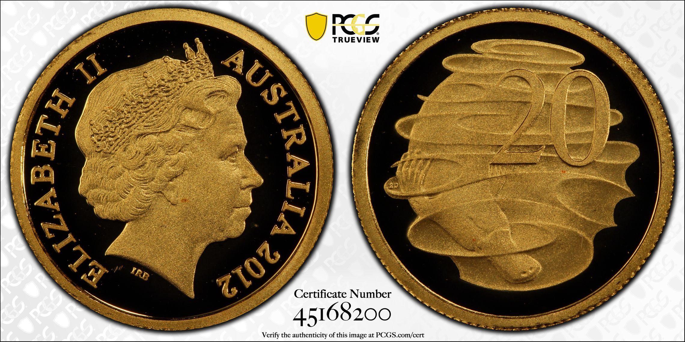 2012 Australia Gold Twenty Cent, 20c Platypus PCGS - PR69DCAM -200