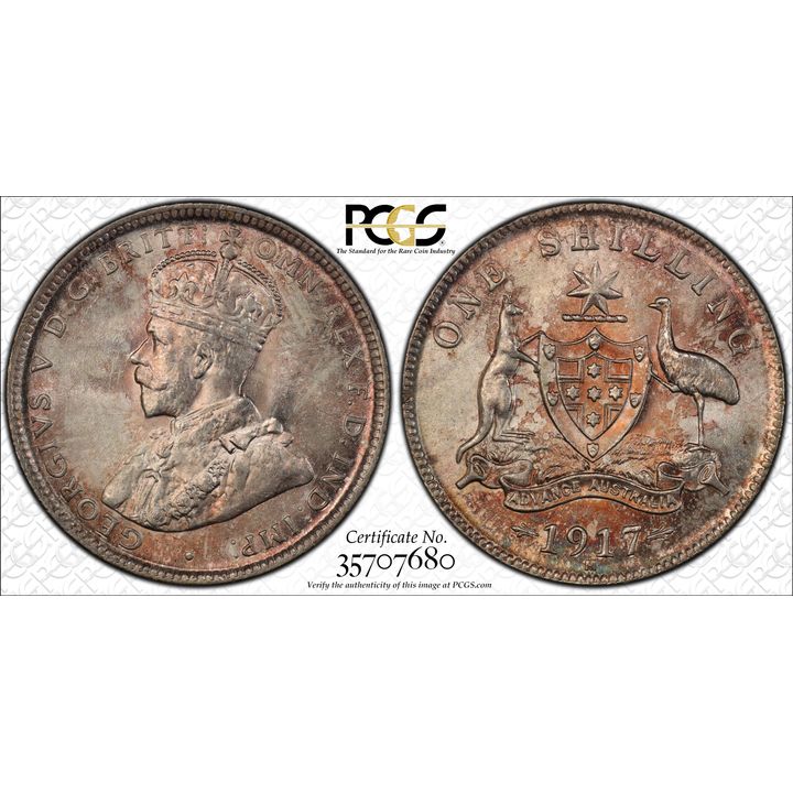 George V, Shilling, 1917-M, PCGS MS 64