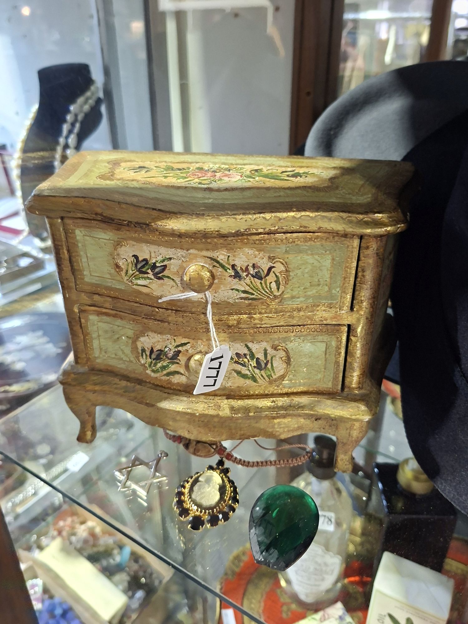 FLORENTINE JEWELLERY CHEST AND CONTENTS
