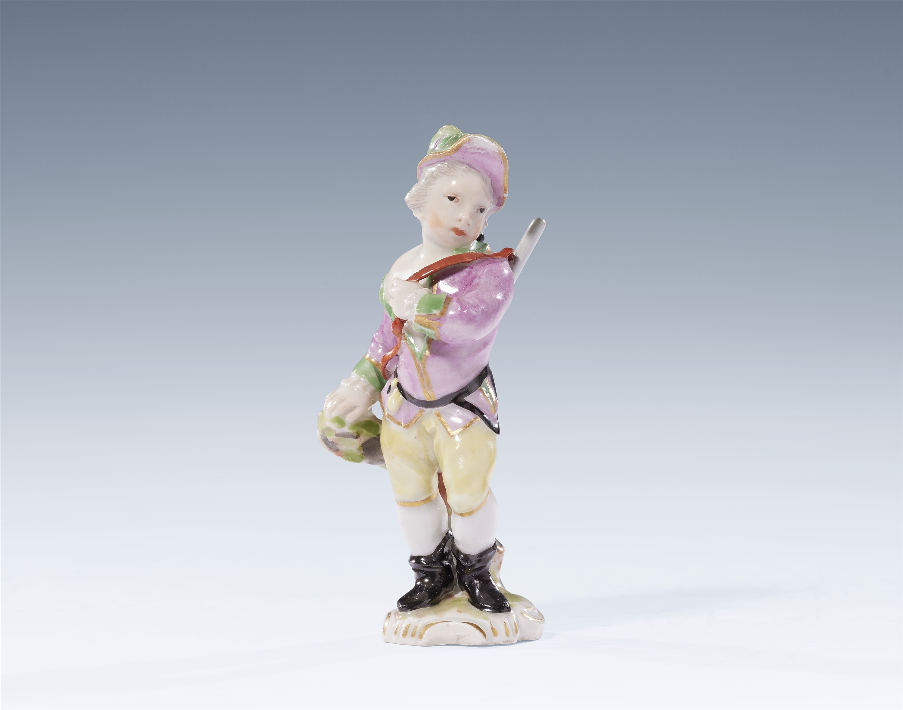 A Ludwigsburg porcelain figure of a little hunter by Johann Christian Friedrich Wilhelm Beyer