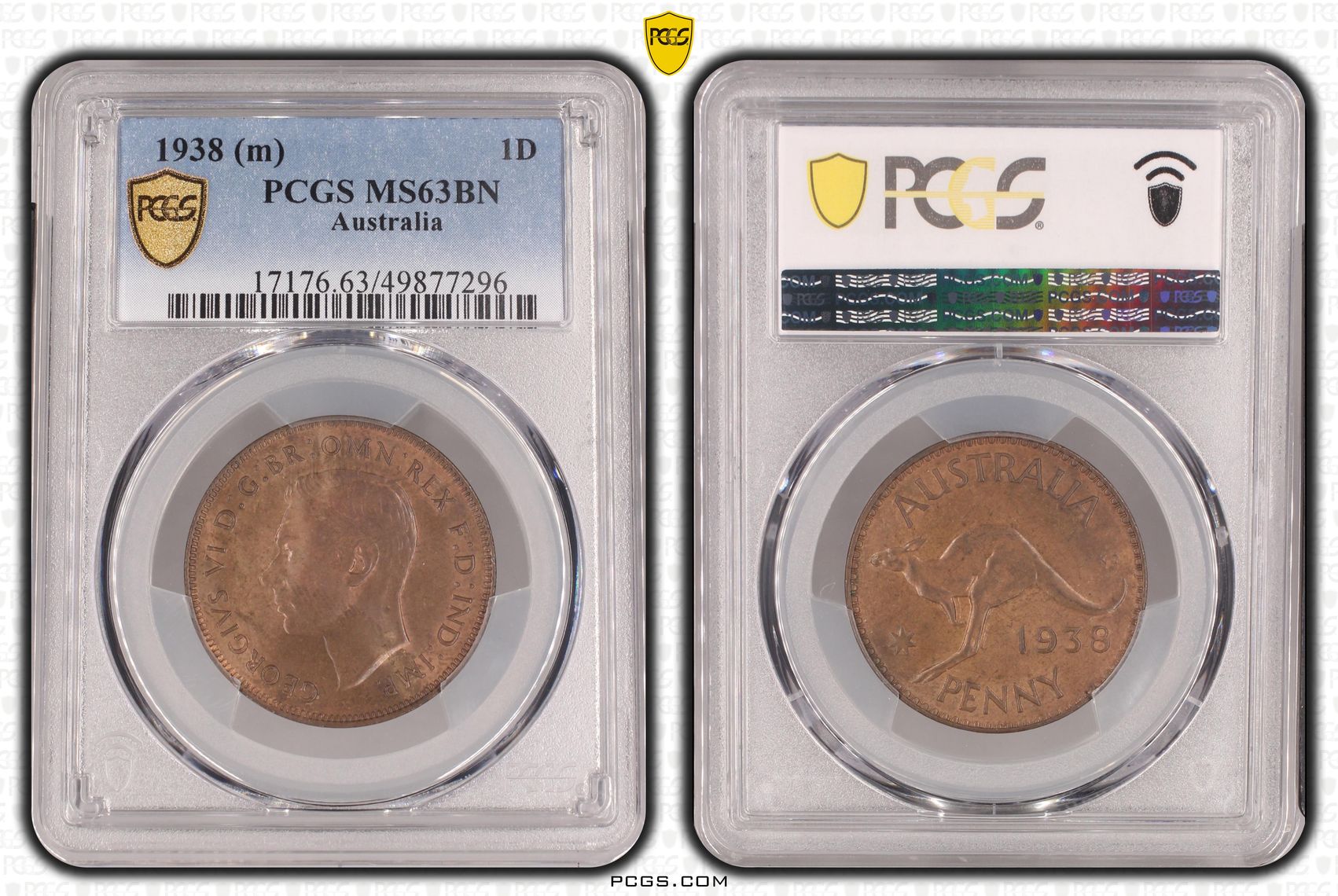 George VI, , Penny, 1938, PCGS MS63BN