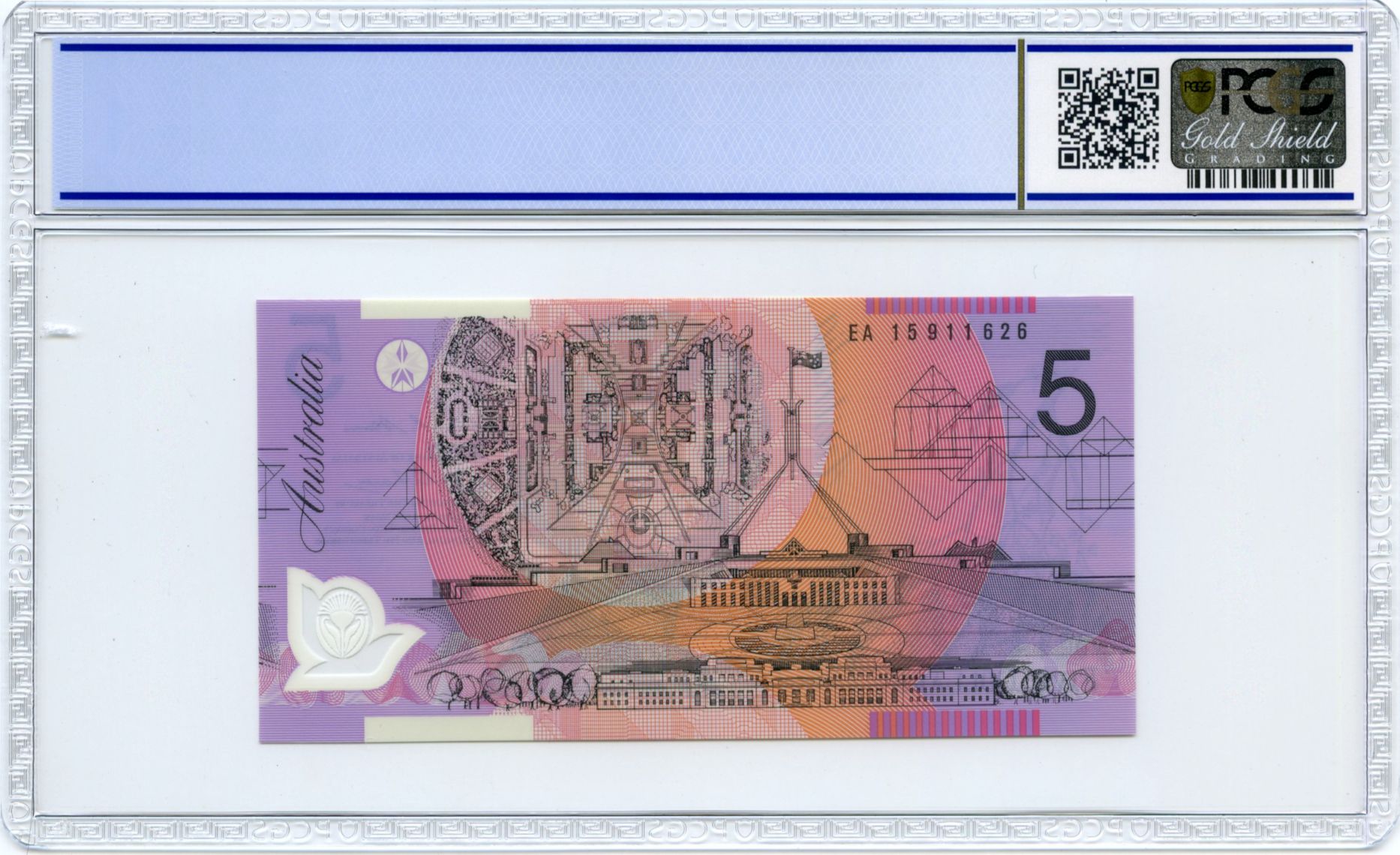 151 · RBA, Polymer, NPA (w/o imprint), Sign.: G.R. Stevens & J.A. Fraser, Five Dollar, 2015, PCGS - Superb Gem UNC 67 PPQ