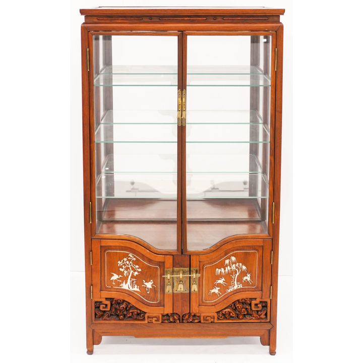 Fine Chinese Inlaid Rosewood Curio Cabinet 58.5''x32"