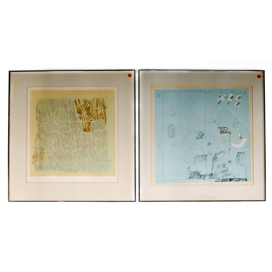 2pc Manuel Rodriguez Jr. Abstract Signed Serigraphs