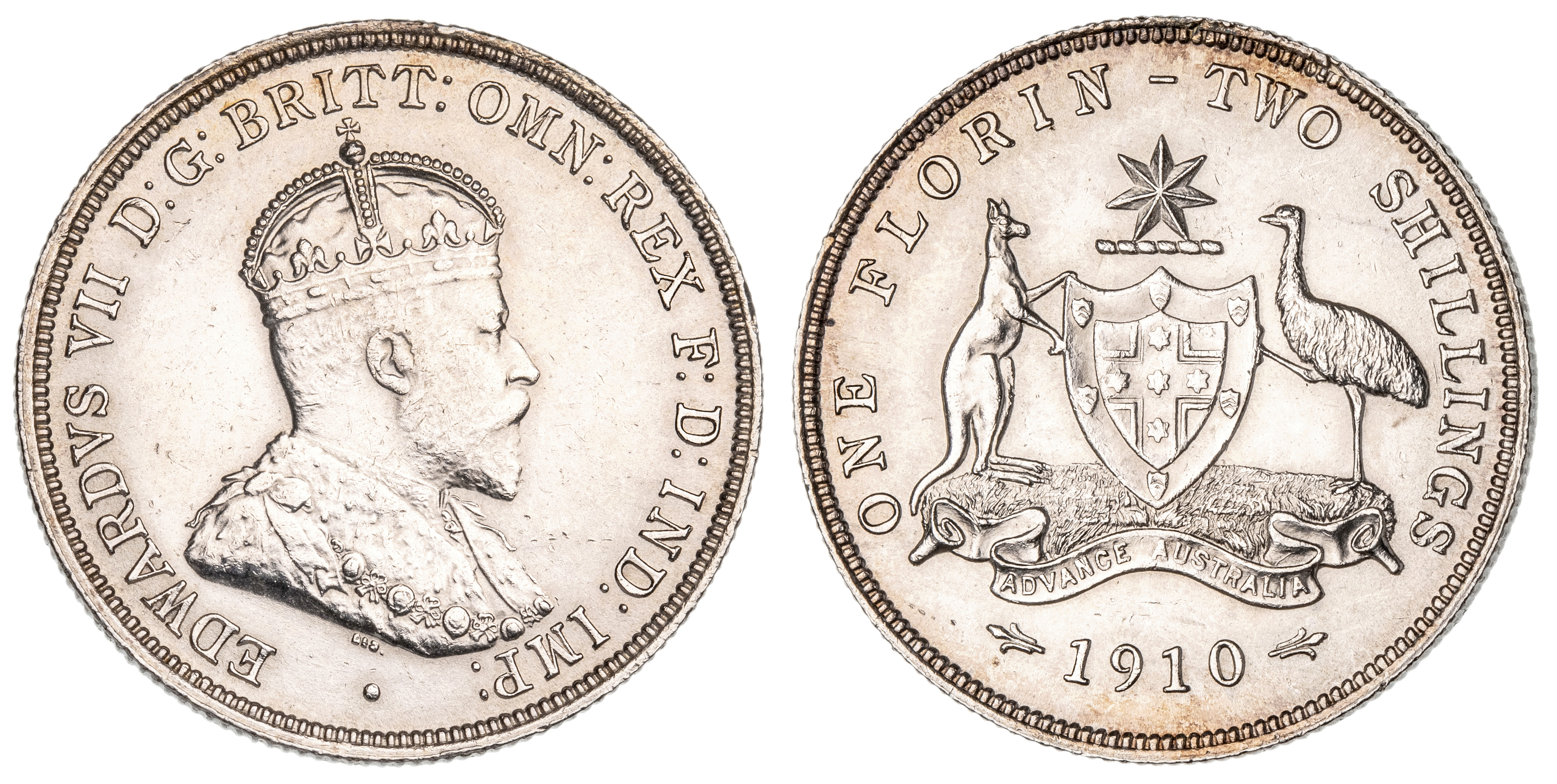 Edward VII, Florin, 1910, EF