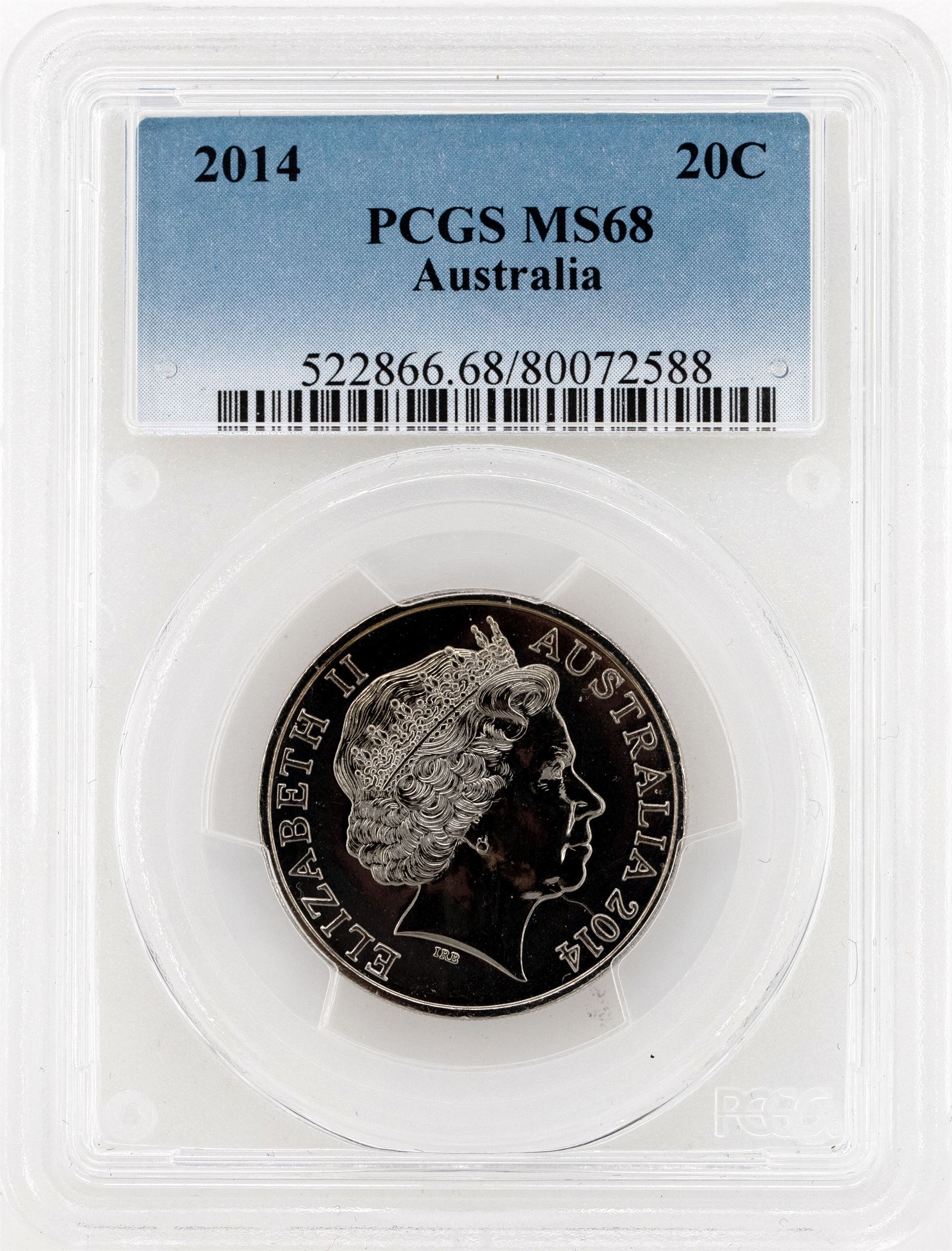 2014 Australia Twenty Cent, 20c PCGS - MS68 -588