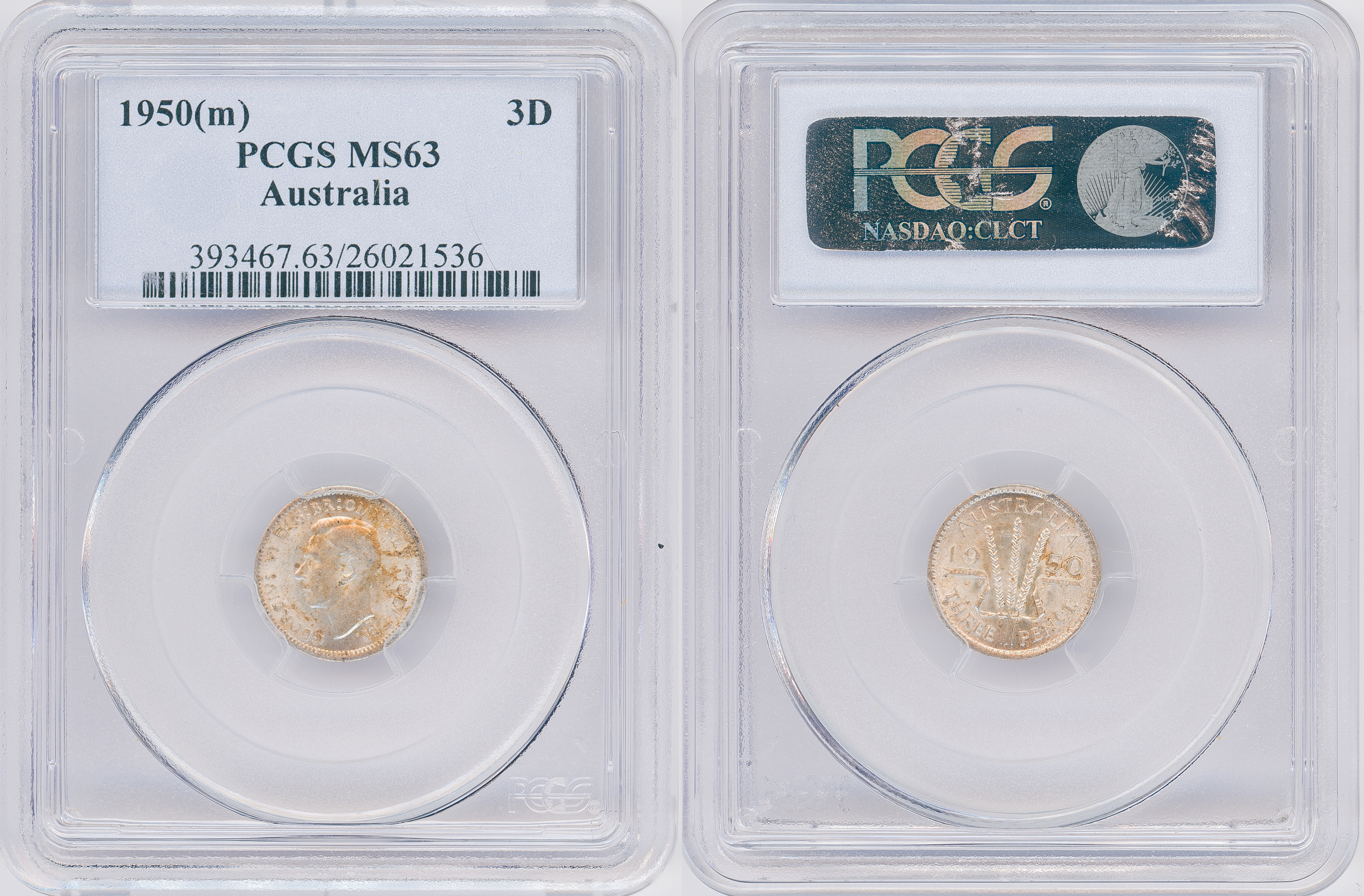 George VI, Threepence, 1950(m), PCGS MS63