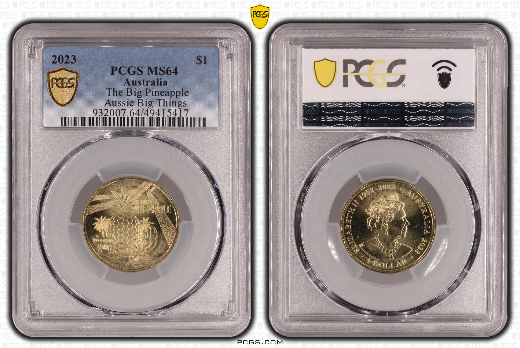 327 · Elizabeth II, The Big Pineapple Aussie Big Things , One Dollar, 2023, PCGS MS64