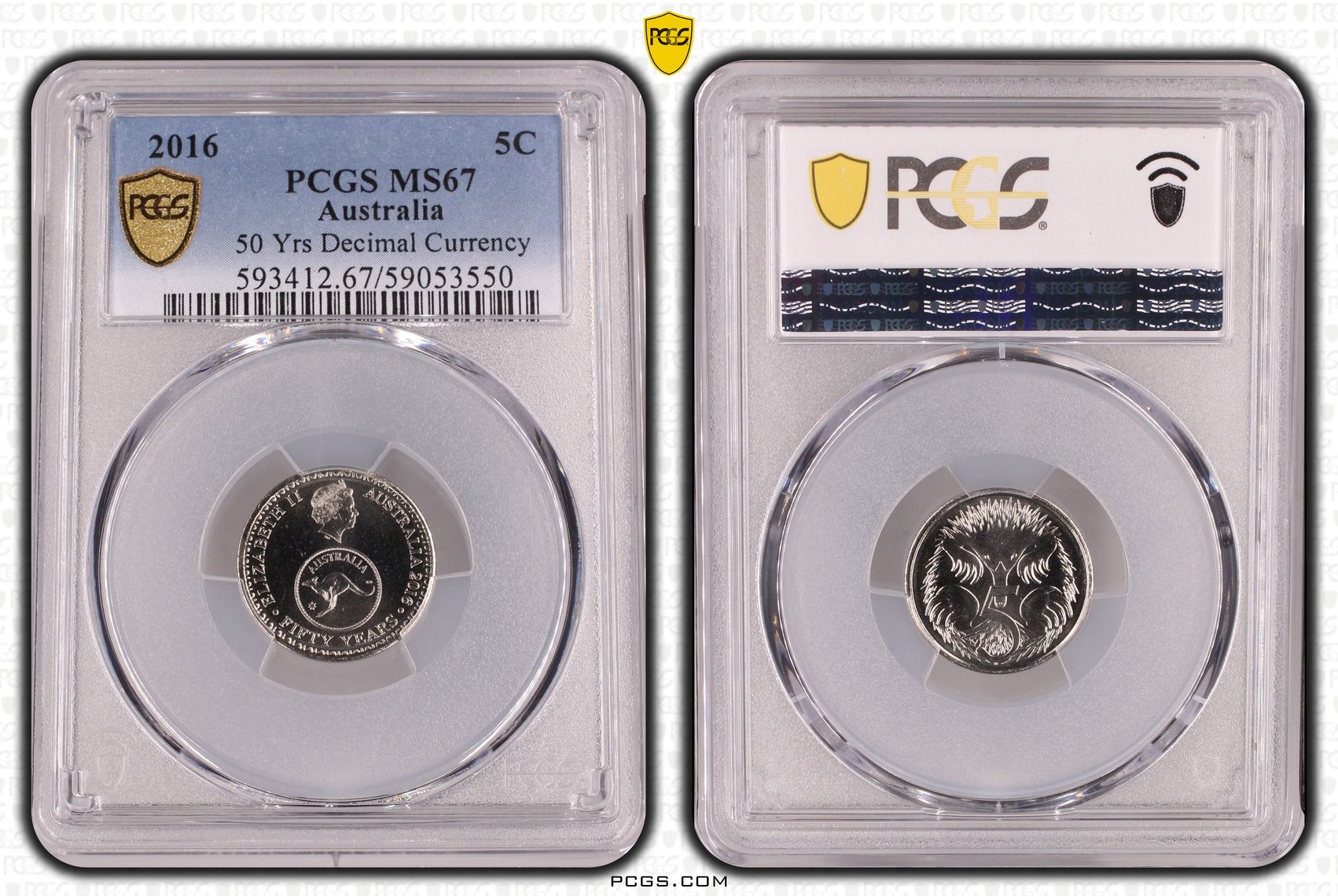 50 Yrs Decimal Currency, Five Cent, 2016, PCGS MS67