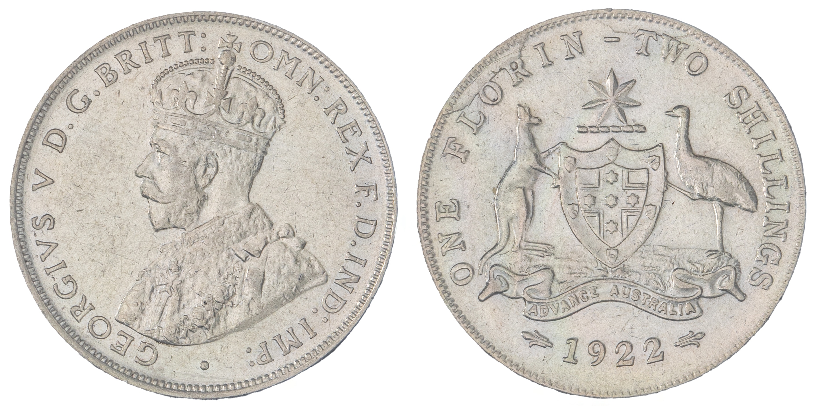 George V, Florin, 1922, EF