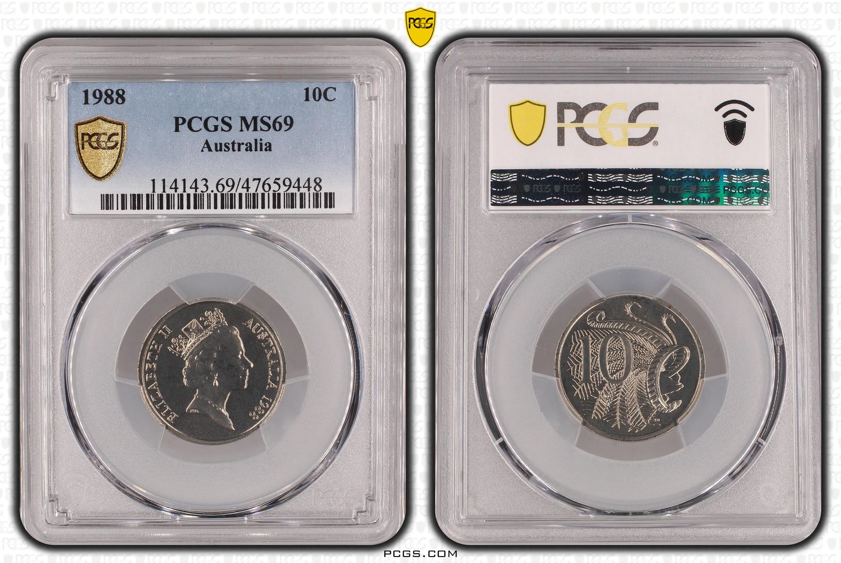Ten Cent, 1988 POP Report 6/0, PCGS MS 69