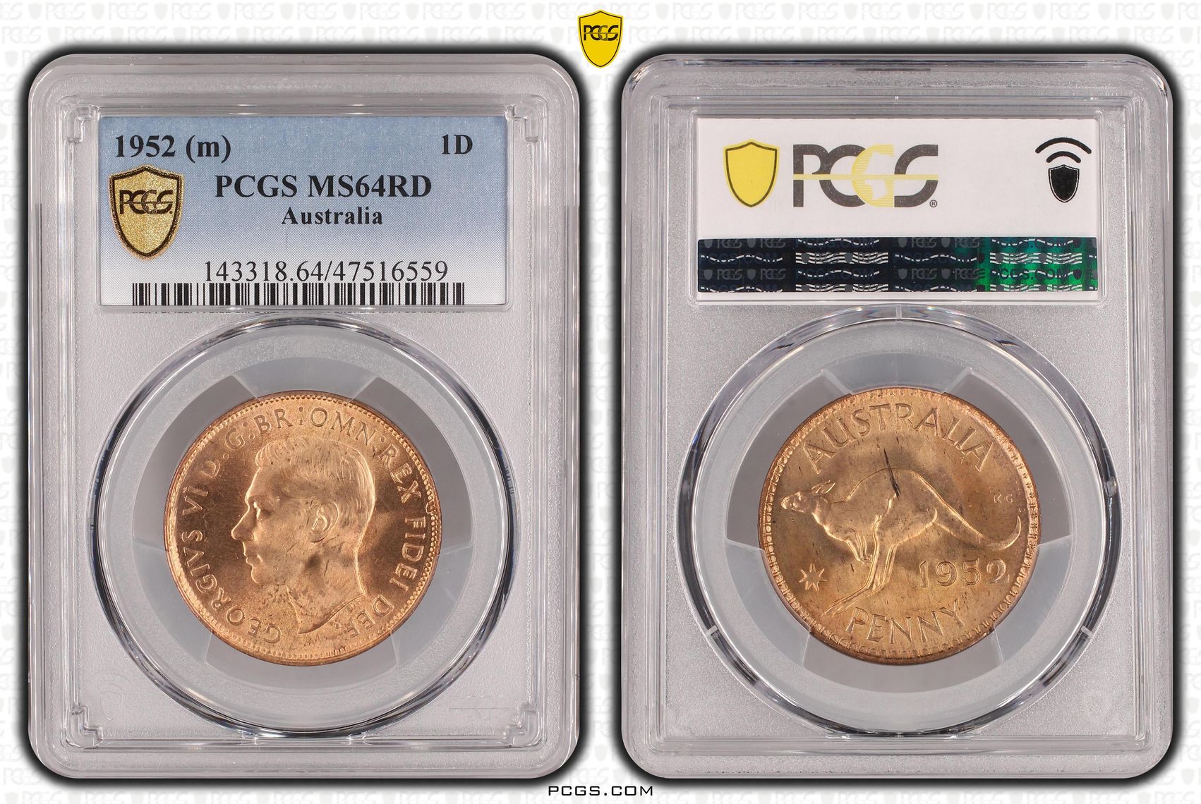 One Penny, 1952, PCGS MS 64RD