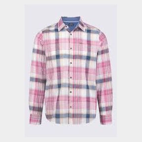 Flannel boyfriend long sleeve shirt white. blue + pink check S |