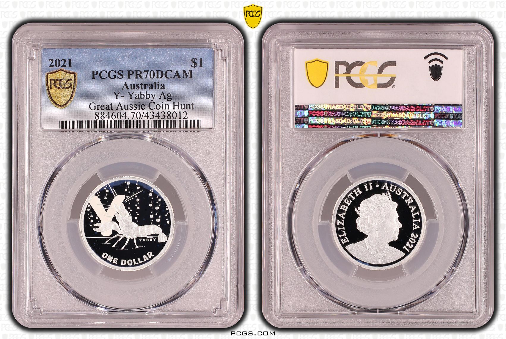 Elizabeth II, Silver, Y- Yabby, Great Aussie Coin Hunt, One Dollar, PR70DCAM , 2021 PCGS POP - 1/0
