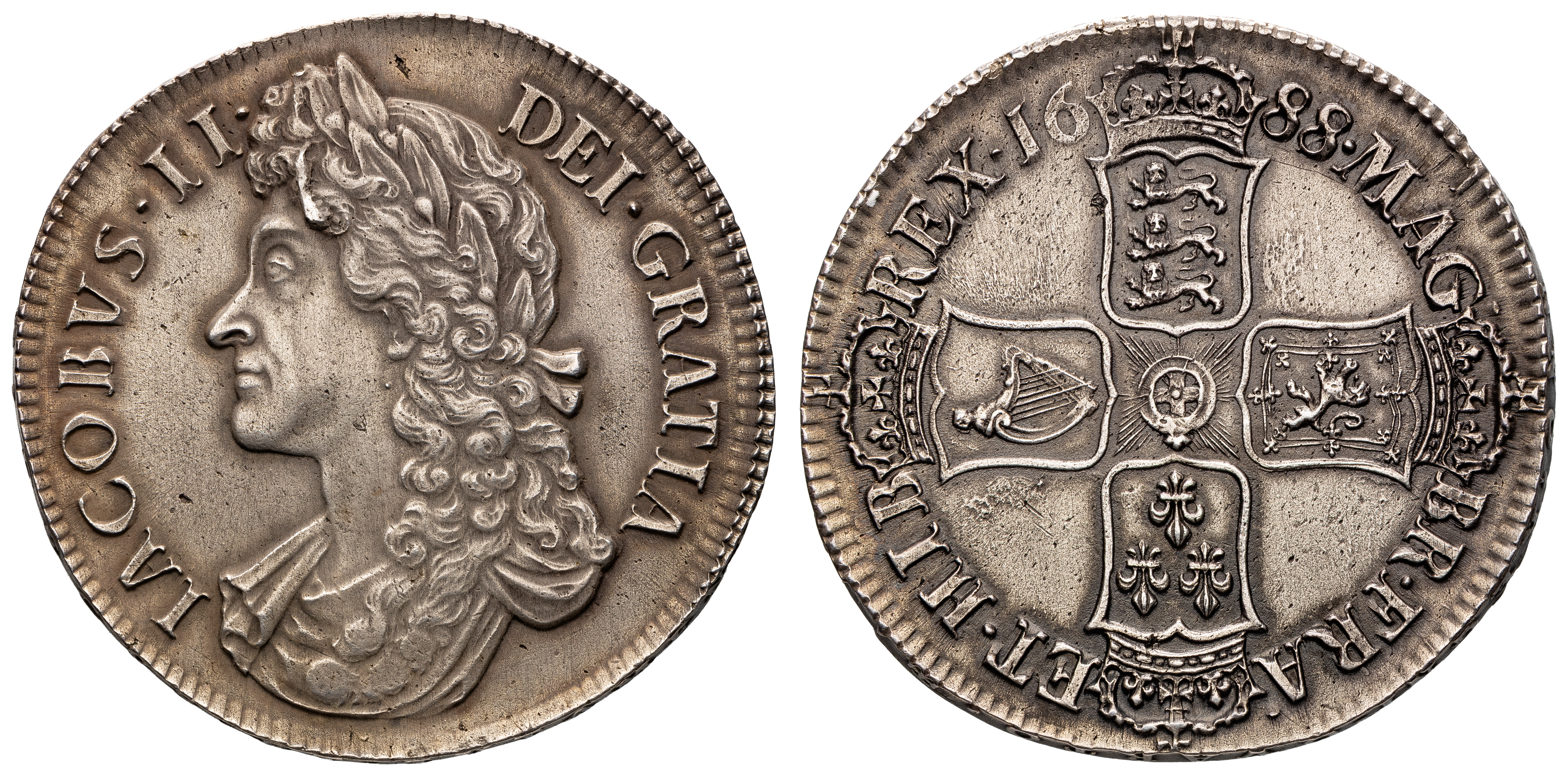 Great Britain, James II, Crown, 1688/7, VF