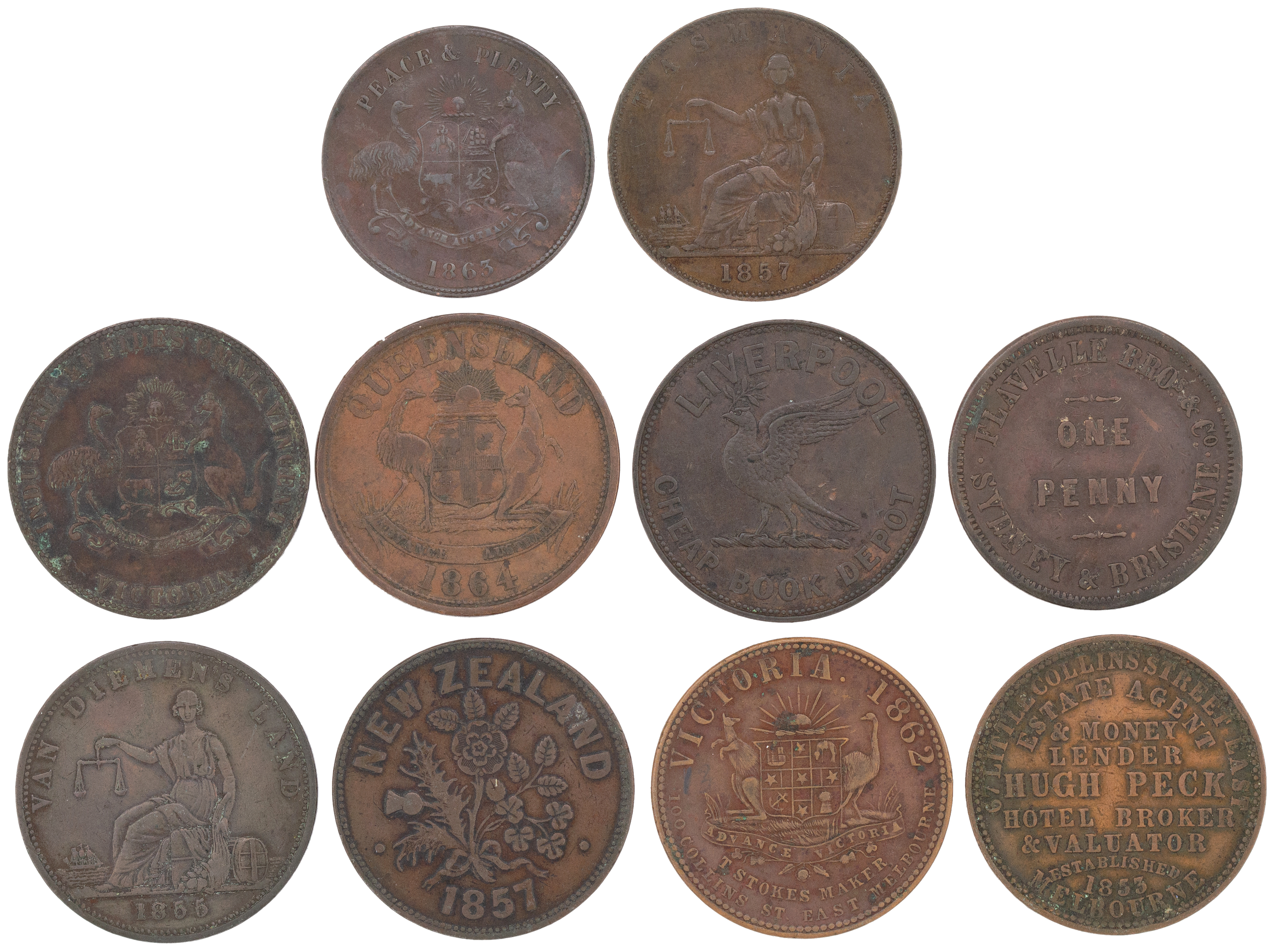 Penny, c. 1850s - 1860s, gF - VF