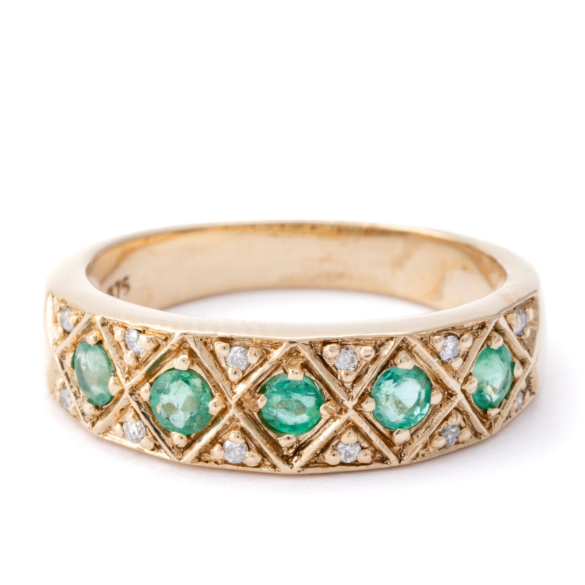 Emerald & Diamond Ring 9ct Gold,