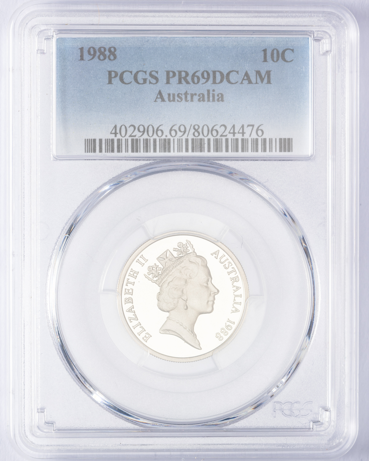 Elizabeth II, Ten Cent, 1988, PCGS PR69DCAM